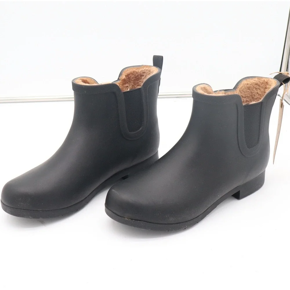 Chooka Womens Black Chelsea Rain Boots Plush Lined Waterproof Size 11 NEW